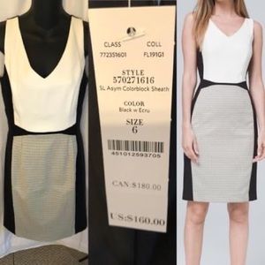 WHBM black and ecru color block sheath dress